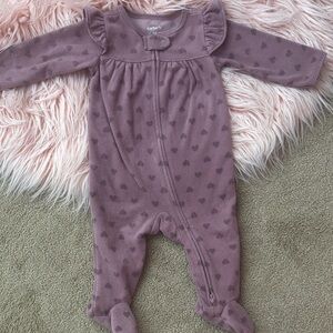Carter's Dusty Mauve Heart-Print Footed One-Piece